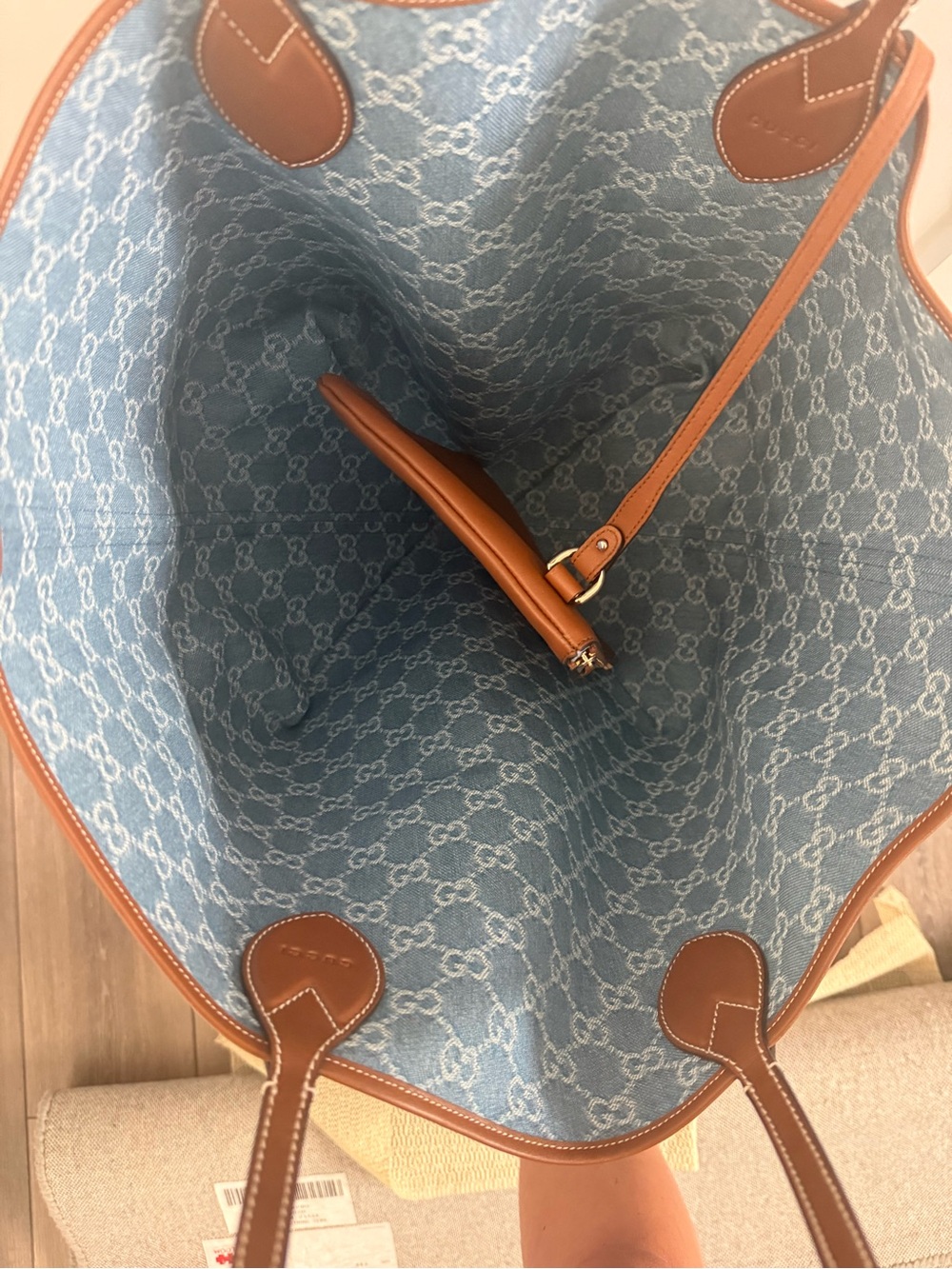 Gucci Totissima Large Blue Denim-Jacquard reversible Trimmed tote bag - Picture 7 of 7
